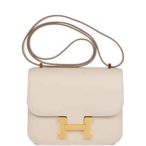 H Handbags Constance 1-18 Craie Epsom Gold Hardware