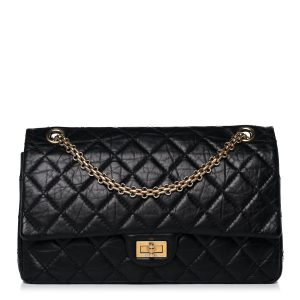 Chanel Aged Calfskin Quilted 2.55 Reissue 227 Flap Black Gold Hardware