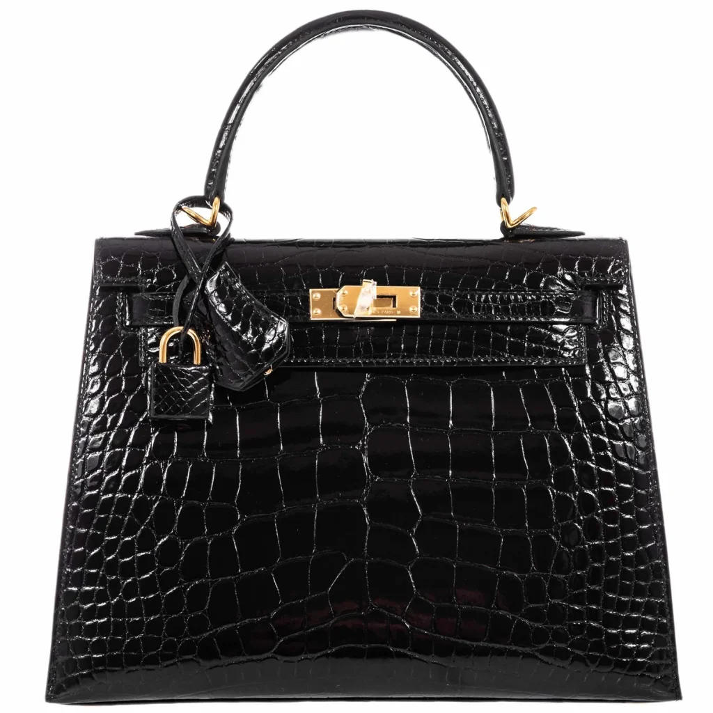 Hermes Kelly 25 Sellier Shiny Black Gold Hardware