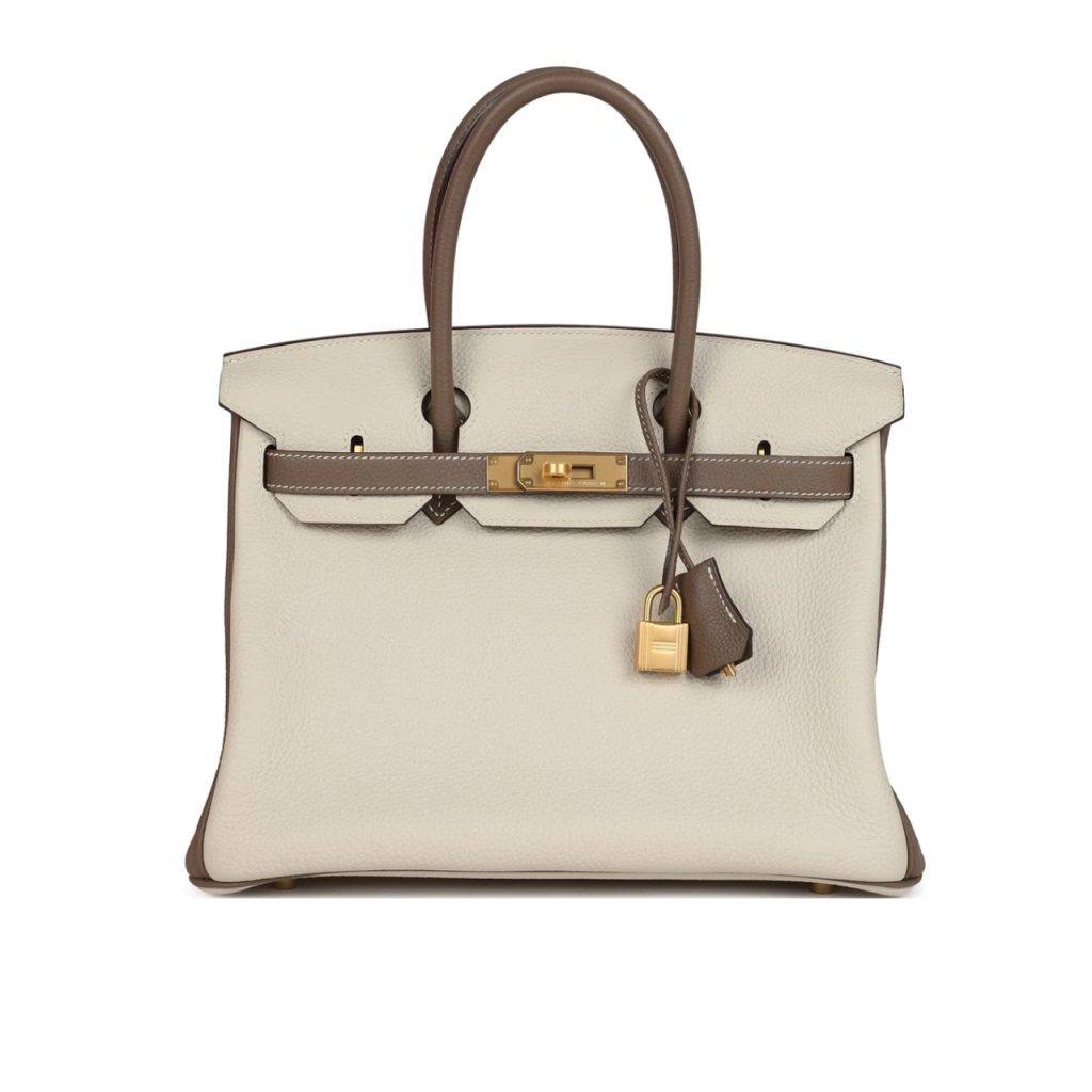 Hermes Birkin 25 Togo Brushed Leather Gold Hardware Beige Grey 30cm