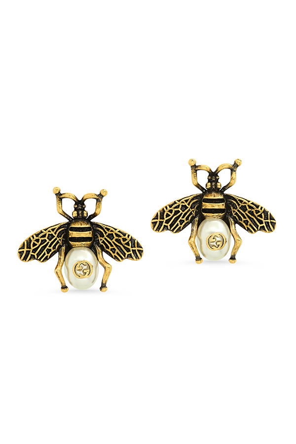 Gucci GG Bee Pearl Gold Earrings