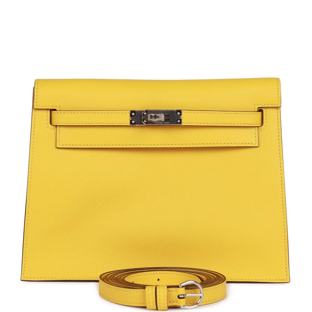 H Handbags Kelly Danse Lime Evercolor Palladium Hardware