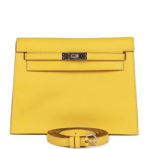 H Handbags Kelly Danse Lime Evercolor Palladium Hardware