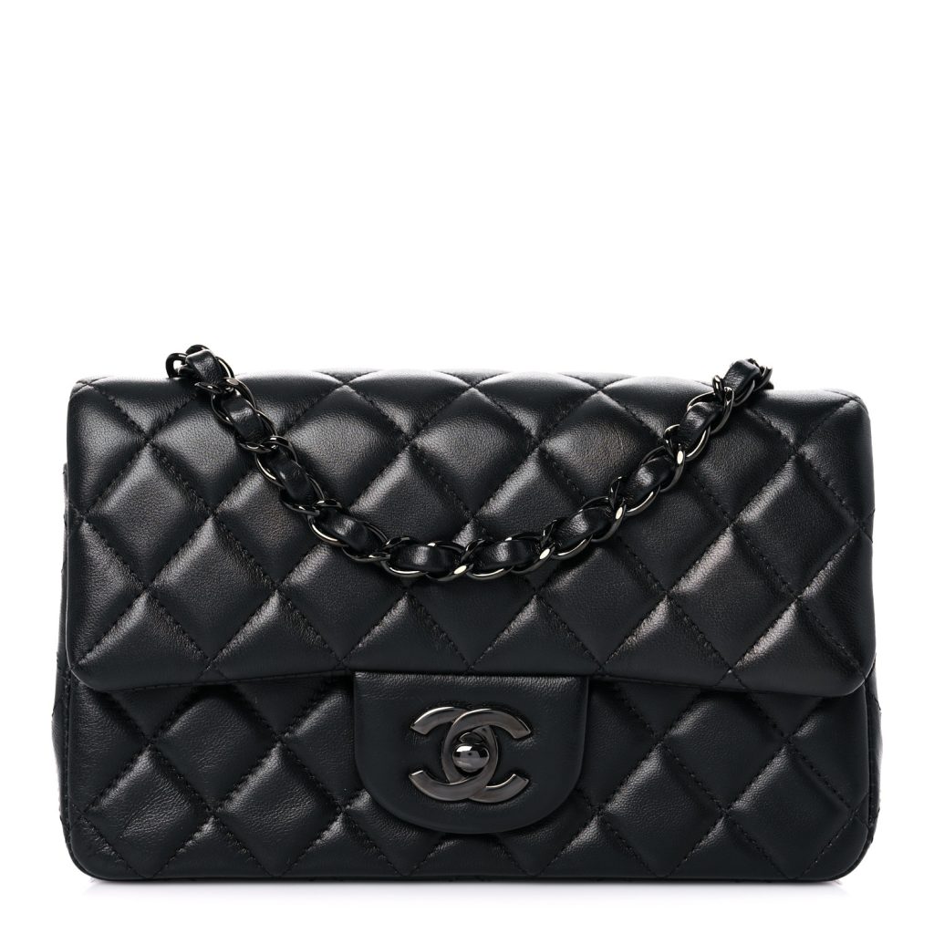 Chanel Lambskin Quilted Mini Rectangular Flap So Black