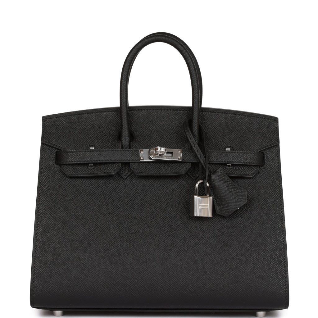 Hermes Handbags Birkin Sellier 25 Black Epsom Palladium Hardware