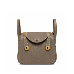 Hermes Mini 19Cm Lindy Taurillon Clemence Etoupe With Gold Hardware