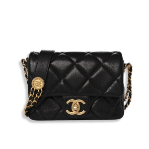 Chanel Caviar Quilted Mini Twist Your Buttons Flap Black