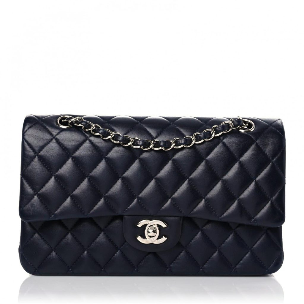 Chanel Lambskin Quilted Small Double Flap Navy