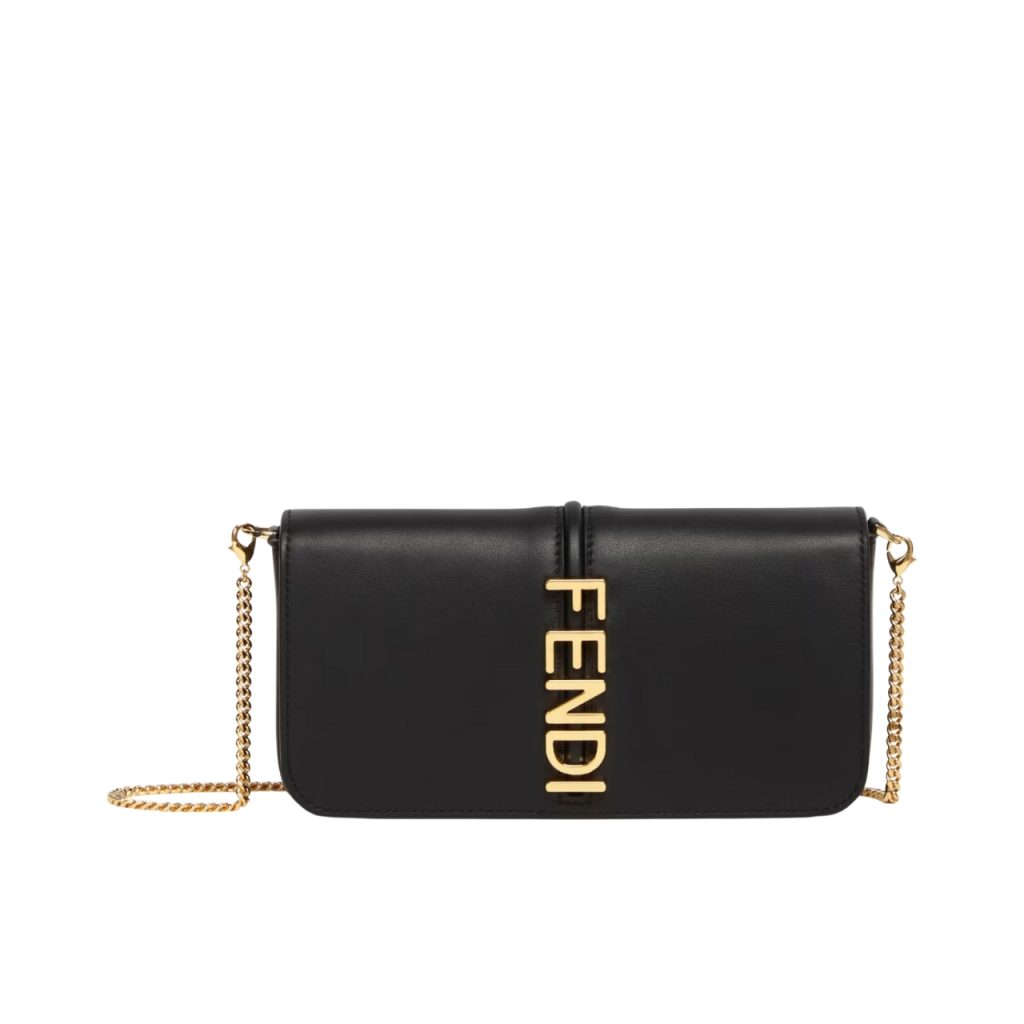 Fendi Fendigraphy Wallet On Chain Black 21Cm 8Bs076A5Dyf0Kur