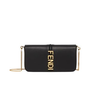 Fendi Fendigraphy Wallet On Chain Black 21Cm 8Bs076A5Dyf0Kur
