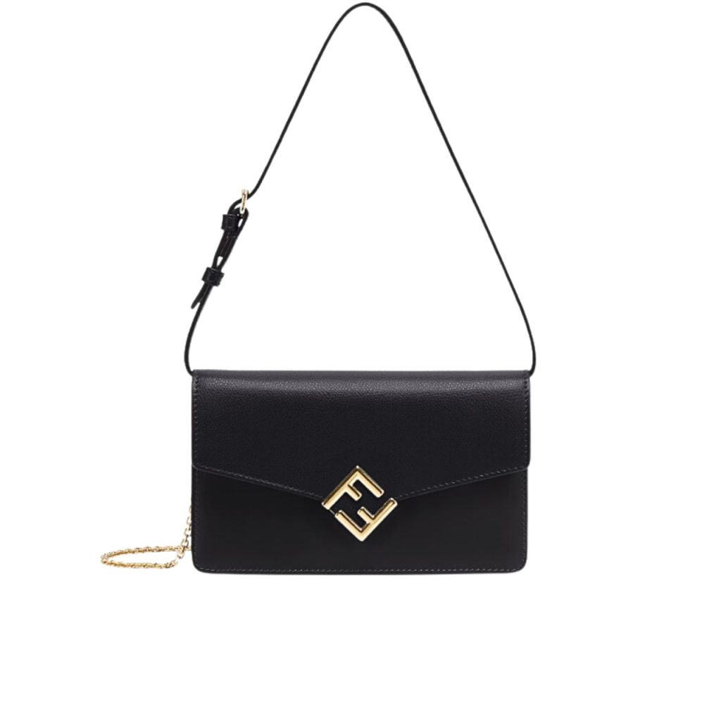 Fendi Ff Diamonds Wallet On Chain Black 22Cm 8M0488Alv4F0Kur