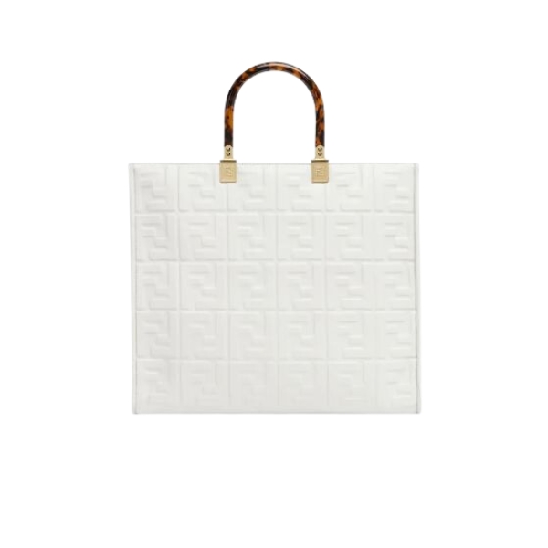 Fendi Sunshine Medium White Leather Shopper 35Cm 8Bh386Amcvf0Qvl