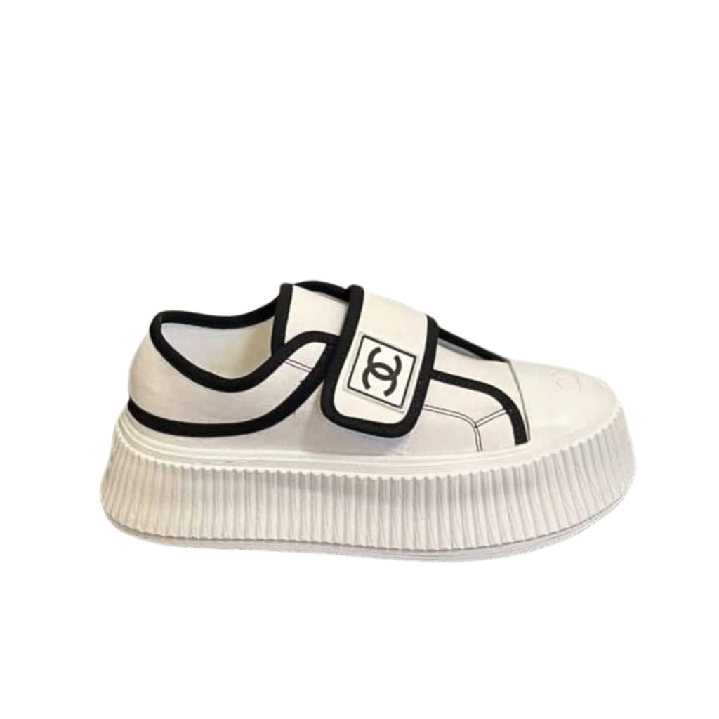 Chanel White Cc Cap Toe Slipon Sneaker White