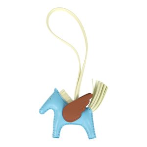 Hermes Pegase Rodeo Bag Charm PM Gold, Bleu Celeste and Jaune Milton Milo Lambskin