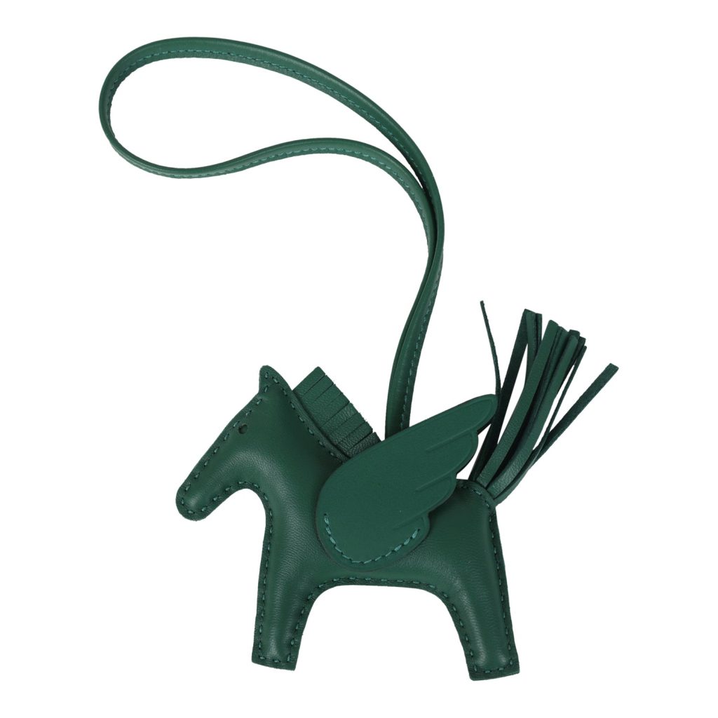 Hermes Pegase Rodeo Bag Charm PM Vert Moyen Milo Lambskin