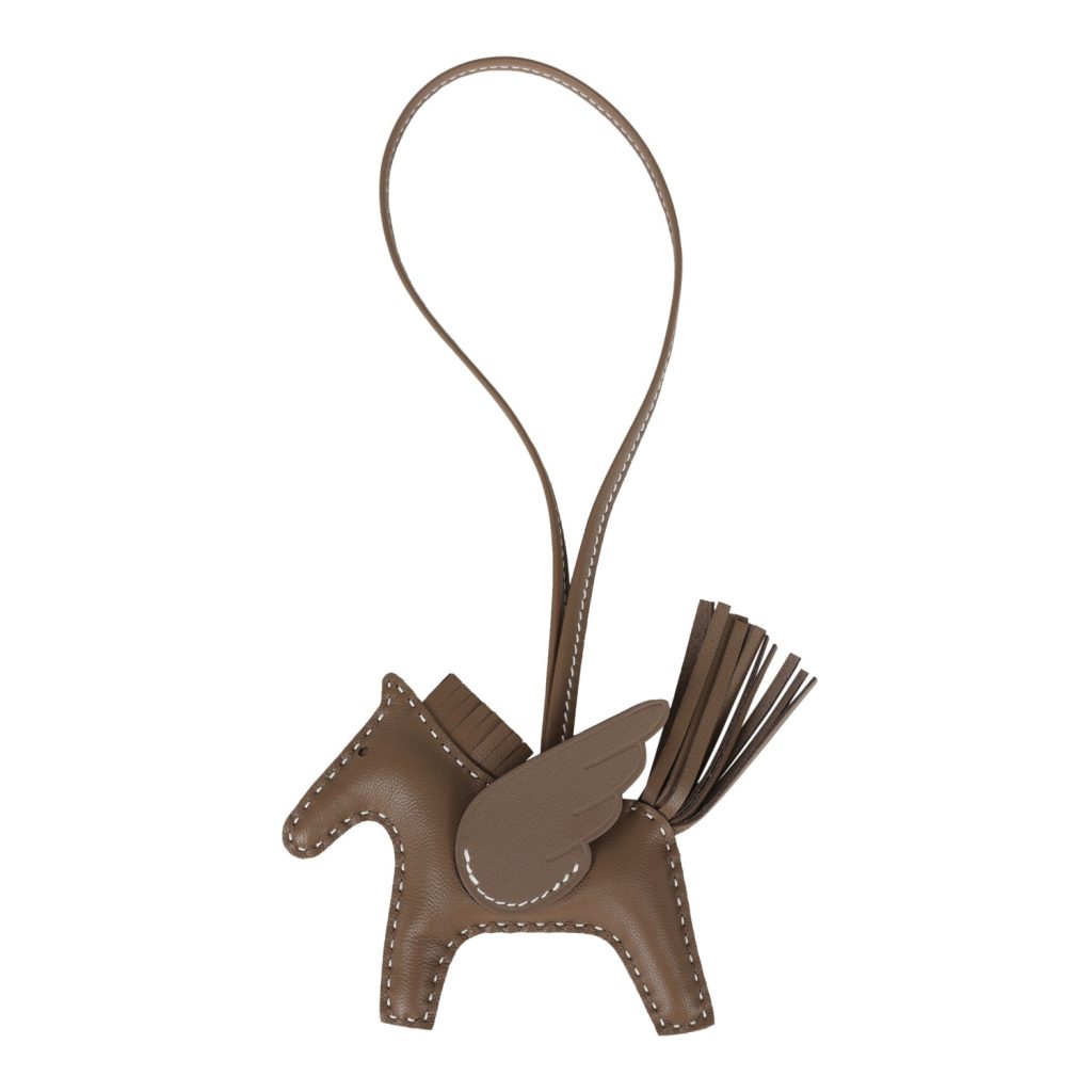 Hermes Pegase Rodeo Bag Charm PM Etoupe Milo Lambskin