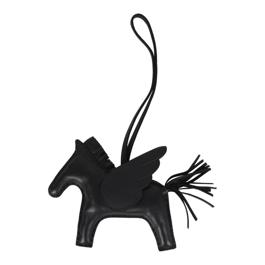Hermes Pegase Rodeo Bag Charm MM So Black Milo Lambskin
