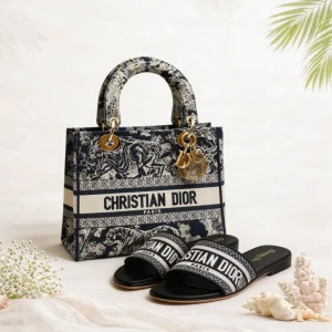 Christian Dior Riviera Lady Tote And Slides Set
