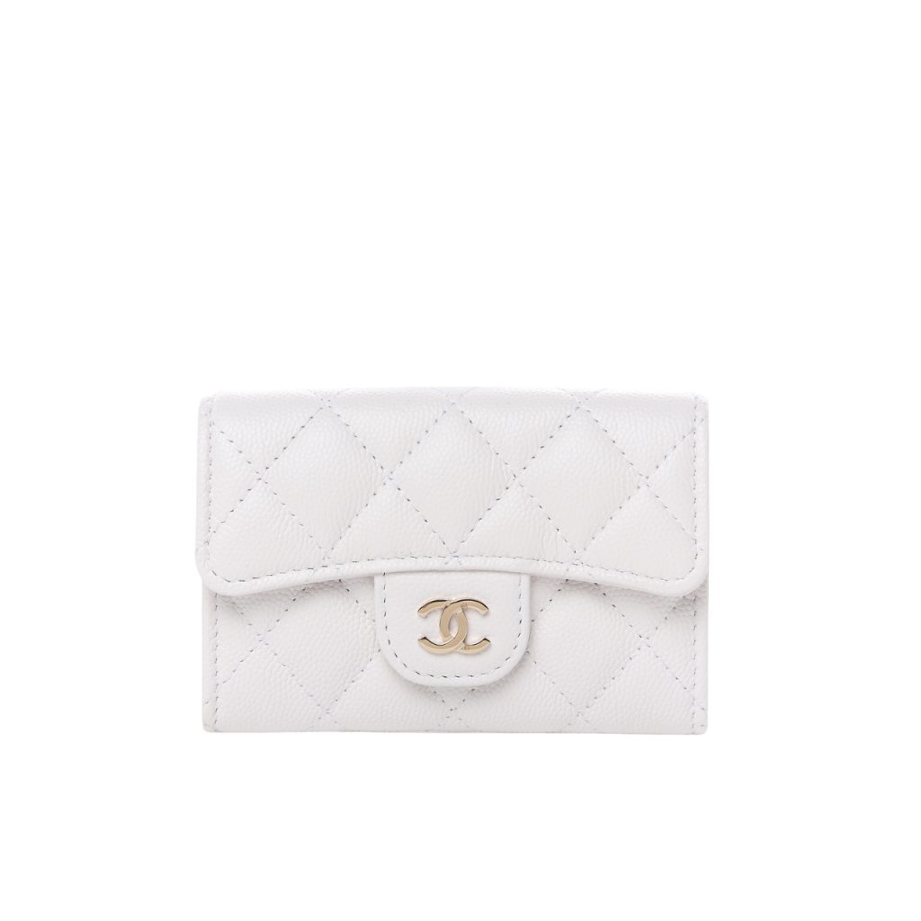 Chanel Classic Card Holder Wallet White Ap0214