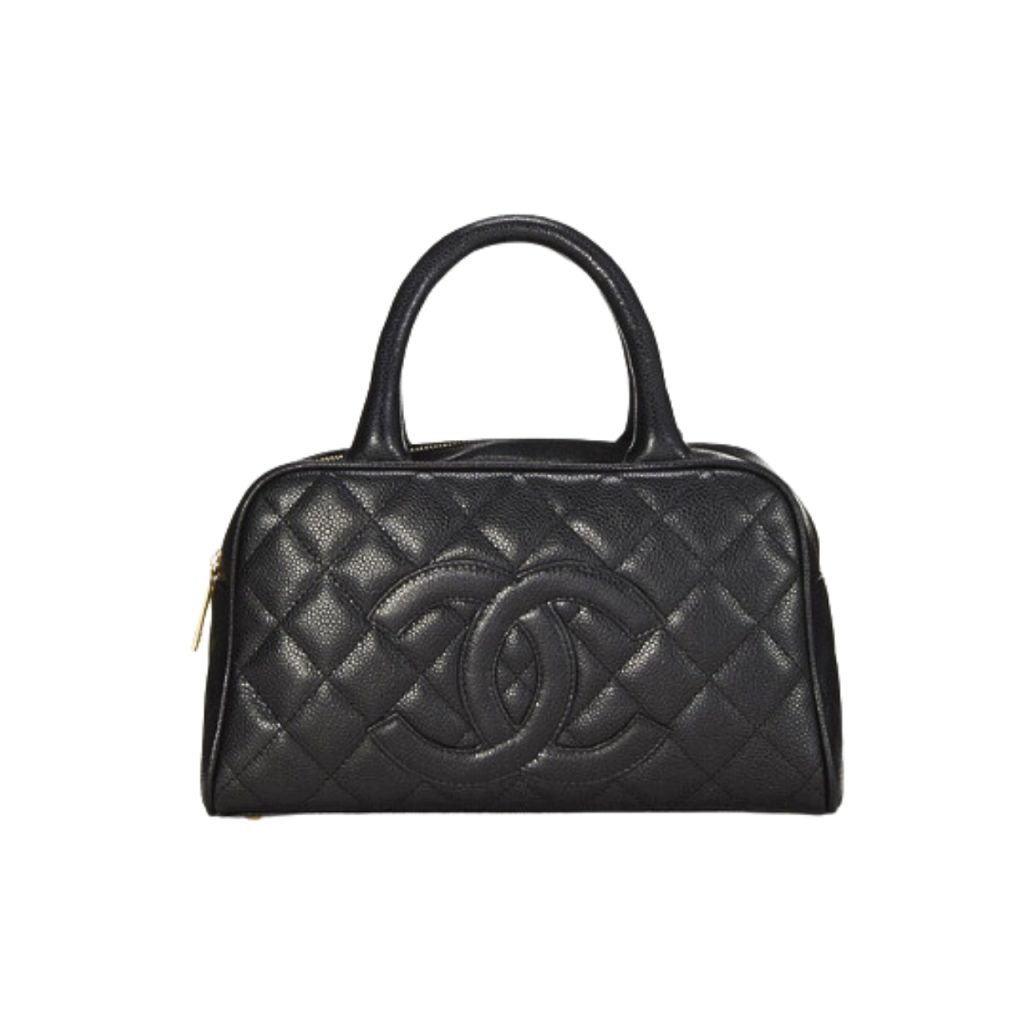 Chanel Timeless Cc Quilted Caviar Bowler Bag Black 25Cm