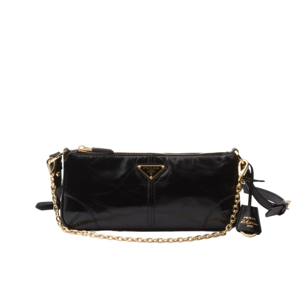 Prada Re Edition 2002 Leather Shoulder Bag Black