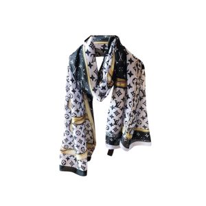 Louis Vuitton Monogram Patterned Silk Scarf Yellow 180cm