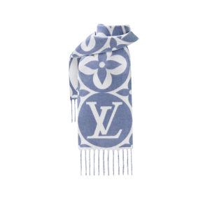 Louis Vuitton LV Medallion Wool Scarf Blue