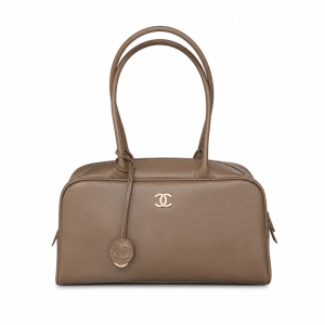 Chanel Large “Perfect Bowling” Bag Dark Khaki Calfskin Gold Hardware