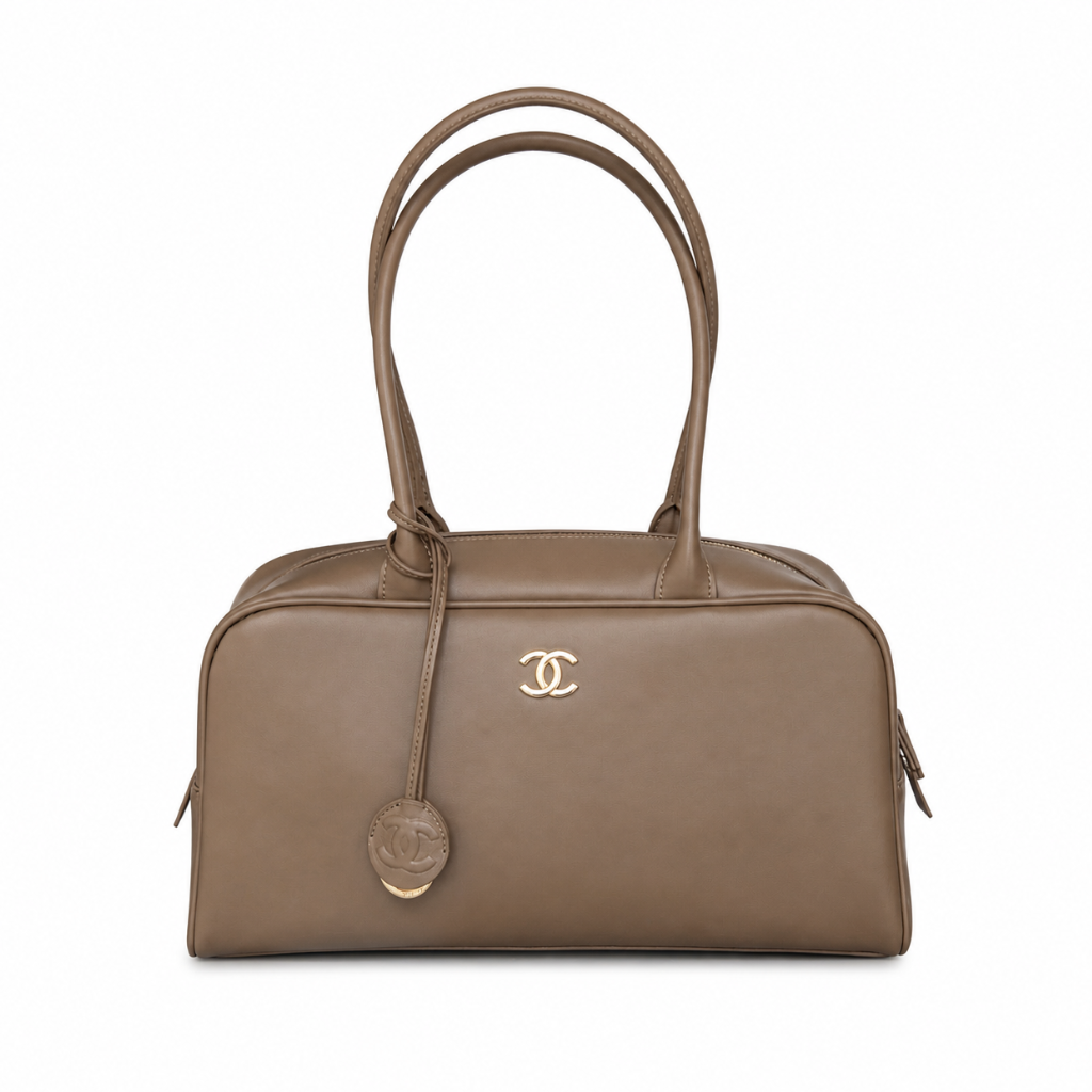 Chanel Large “Perfect Bowling” Bag Dark Khaki Calfskin Gold Hardware