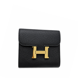 Hermès Constance Short Wallet Black Epsom Gold Hardware