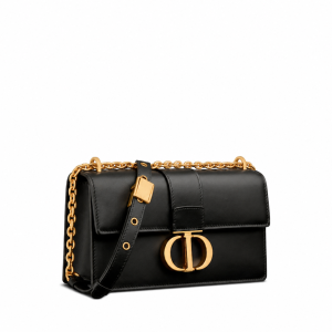 Dior 30 Montaigne Bag With Chain Black Calfskin