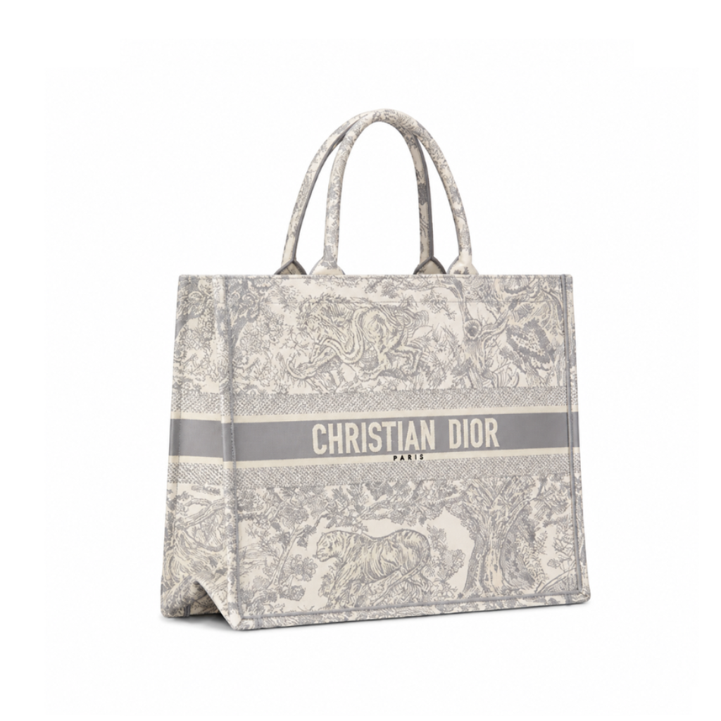 Large Dior Book Tote Gray Toile De (42 X 35 X 18.5 Cm)