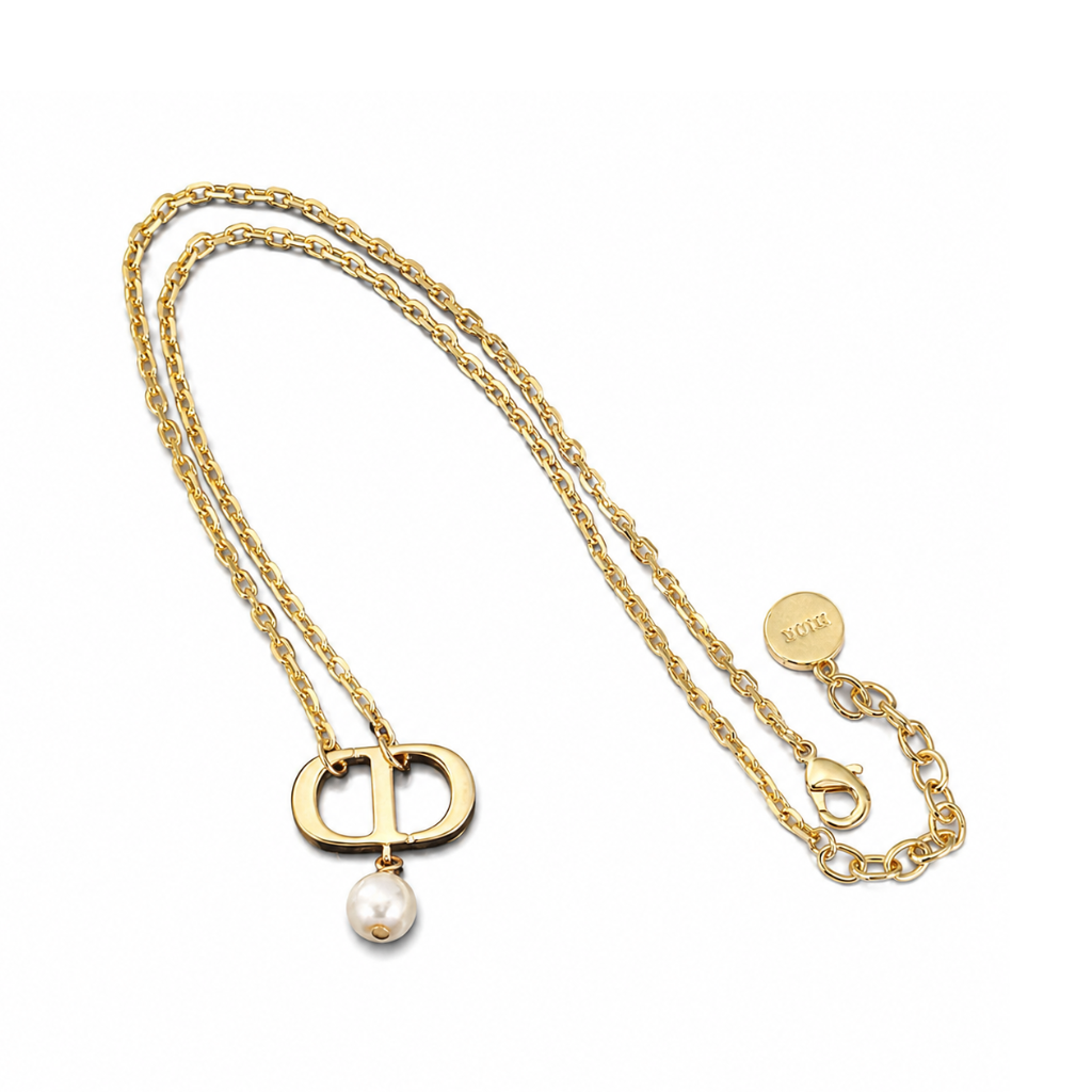 Dior Pearl Petit CD Necklace Gold
