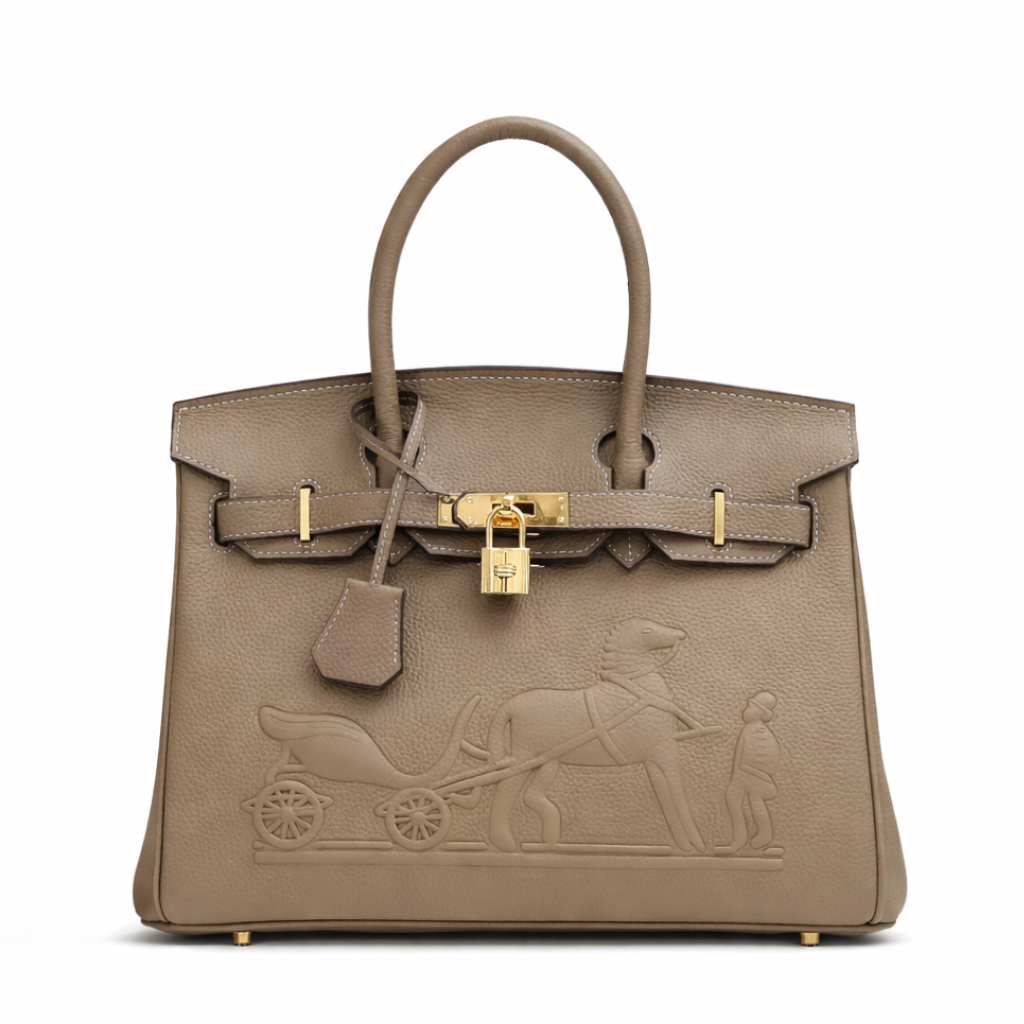 Hermes Birkin 30CM Taupe Horse Draw Carriage Embossed