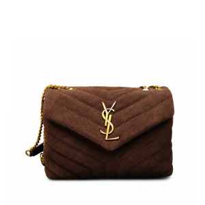 Saint Laurent Loulou Suede Shoulder Bag In Brown