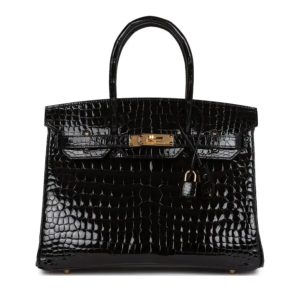 Hermes Birkin 30 Black Shiny Niloticus Gold Hardware