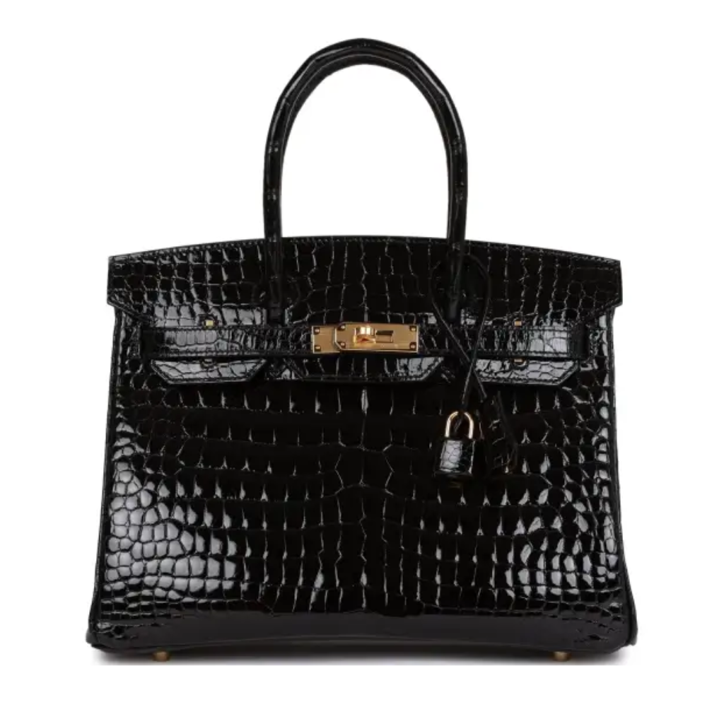 Hermes Birkin 30 Black Shiny Niloticus Gold Hardware