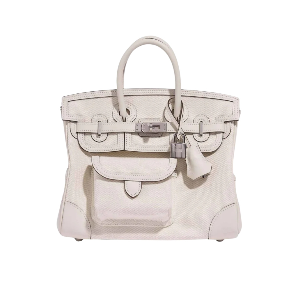 Hermes Birkin Cargo 25 Travel Bag White Toile Goeland 25cm