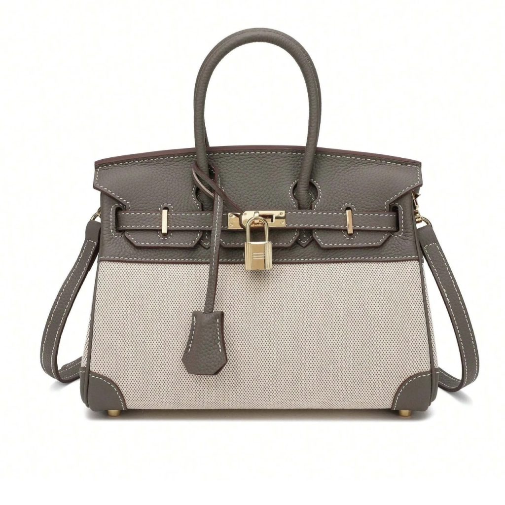 Hermes Birkin 25 Bi-Material Gold Tone Hardware Grey 25cm
