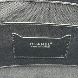 Chanel Large Shopping Tote Bag Beige Raffia and Black Lambskin Light Gold Hardware