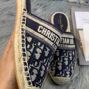Dior Deep Blue Oblique Canvas Granville Espadrille Mules