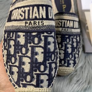 Dior Deep Blue Oblique Canvas Granville Espadrille Mules