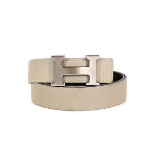 Hermès Reversible H Belt Box/Togo Leather In Gray