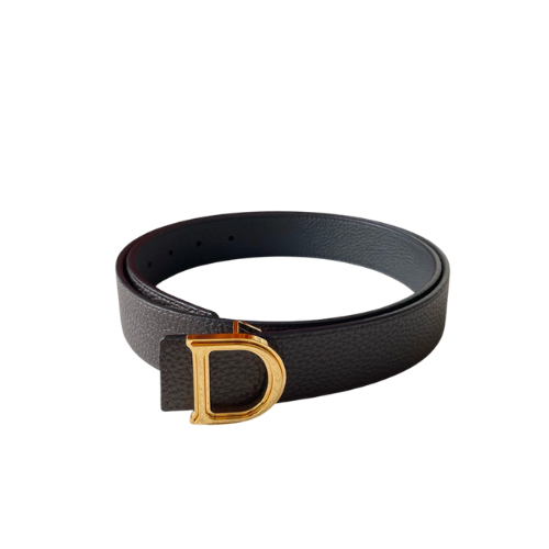 Dior Leather Belt In Dark Brown With D Buckle