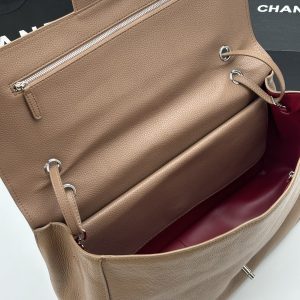 Chanel Maxi “Souplissimo” Large Flap Bag Light Brown Caviar Silver Hardware