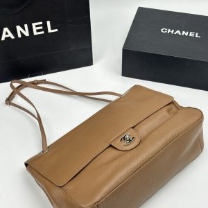Chanel Maxi “Souplissimo” Large Flap Bag Light Brown Caviar Silver Hardware
