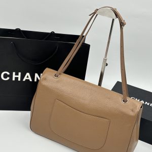 Chanel Maxi “Souplissimo” Large Flap Bag Light Brown Caviar Silver Hardware