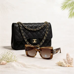Chanel Coastal Glam 2 Piece Bundle Set (Classic Bag + Sunglasses)