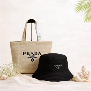 The Prada Summer Minimal – 2 Piece Bundle (Tote Bag + Bucket Hat)