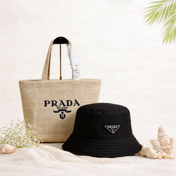 The Prada Summer Minimal – 2 Piece Bundle (Tote Bag + Bucket Hat)